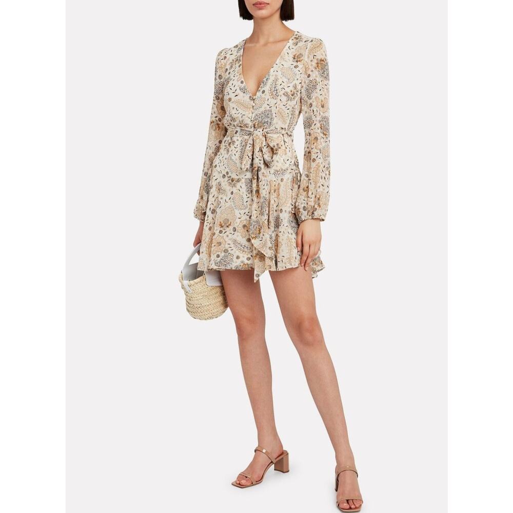 Shona Joy Miller Mini Long Sleeve Dress Cream Boho Floral 2 Romantic Mini Short